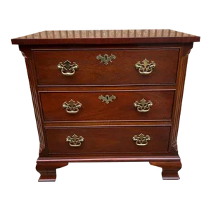 Baker Chippendale Style Mahogany Low Chest of Drawers.