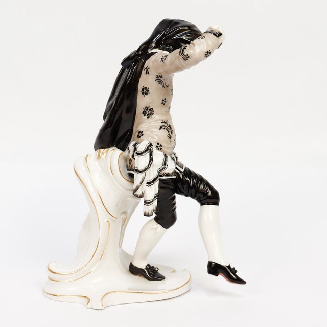 Nymphenburg Porcelain Nymphenburg Porcelain Commedia Dell'Arte Figure of Scaramuz For Sale - Image 4 of 12