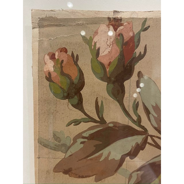 Antique French Hand Painted Floral Art For Sale - Image 11 of 12