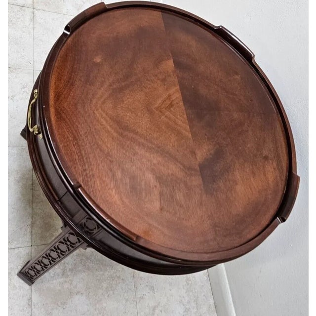 1980s Baker Furniture Mahogany Chinese Chippendale Accent End Table One Drawer For Sale - Image 9 of 12