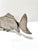 Sculptural vintage silver-plated figural fish menu or paper holder, finely cast with detailed scales, fins, and expressive...