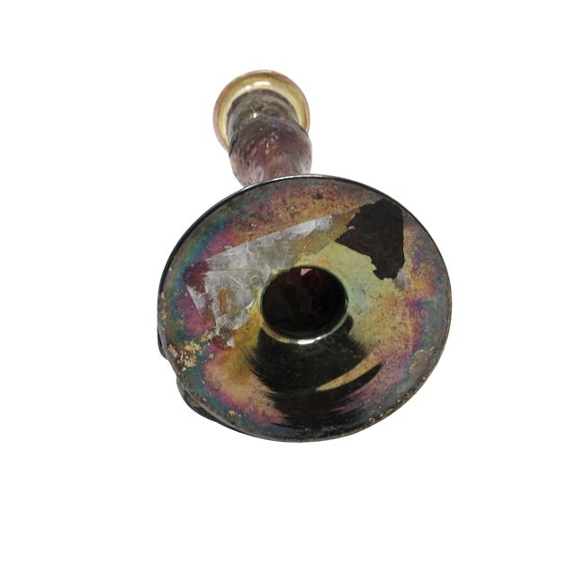 Glass Candlestick Holder With Sterling Silver Sculptural Overlay For Sale In Los Angeles - Image 6 of 7