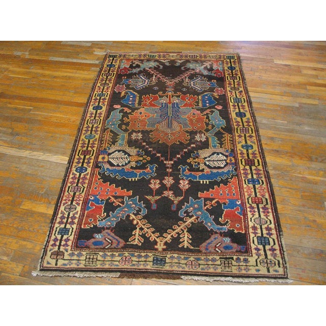 A Rare & Unusual 19th Century Persian Bakhtiari - Lur Carpet ( 3'9" x 6'5 - 115 x 95 ) Antique Bakhtiari Small Scatter...