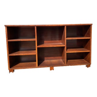 Walnut Midcentury Modern Bookcase Cabinet For Sale