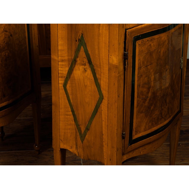 Wood Pair of Italian 1840s Walnut Tables with Variegated Marble Top and Single Door For Sale - Image 7 of 11