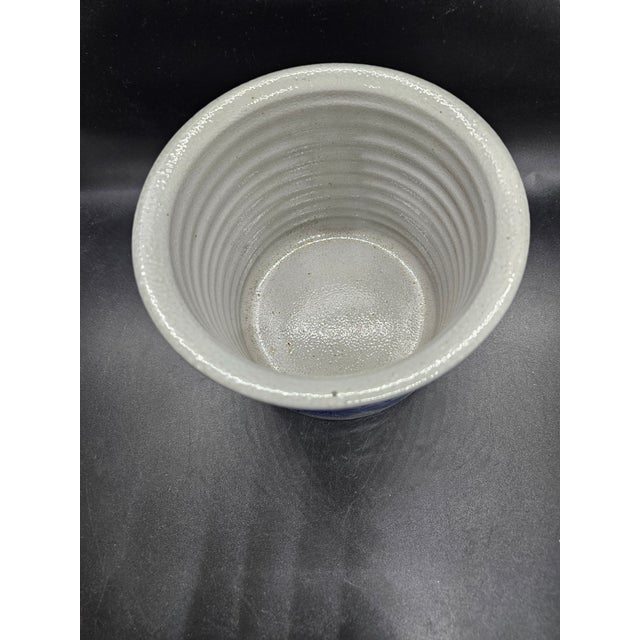 Eldreth Pottery Salt Glaze Crock Floral Raised Glaze, signed