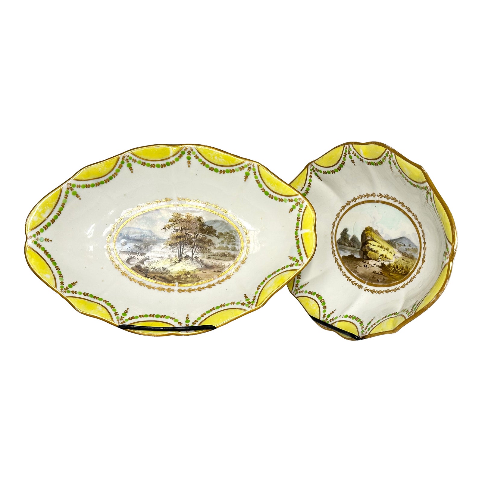 Early 19th Century Pinxton Derby Oval Porcelain Dishes With Scenes of ...