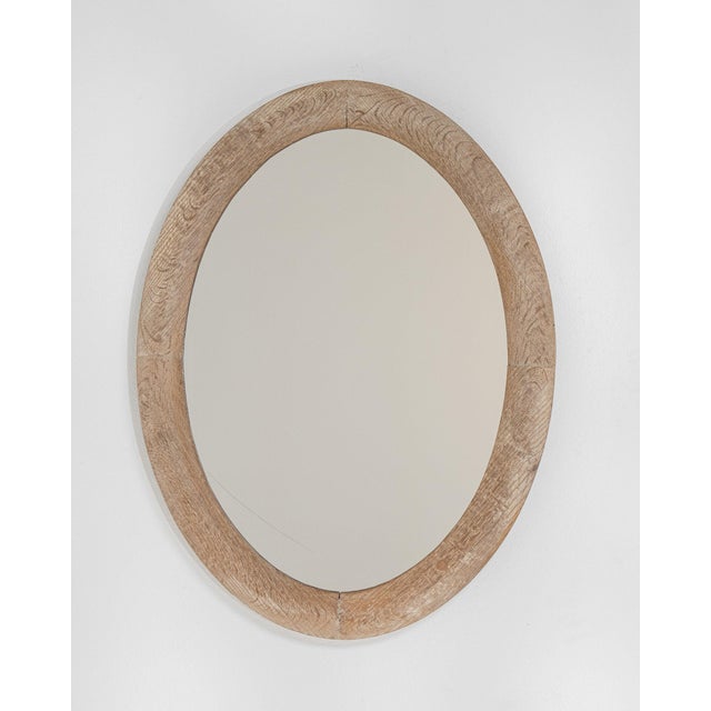 1900-1909 France Weathered Whitewash Cerused Oval Wall Mirror For Sale - Image 4 of 8