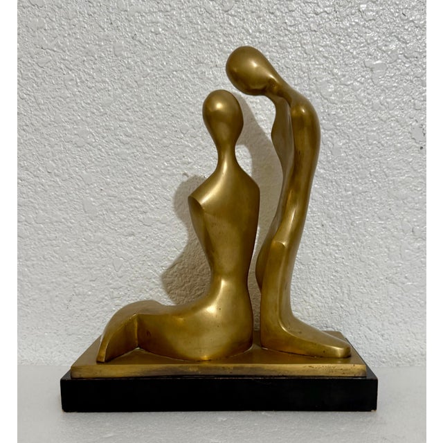 Mid 20th Century Itzik Ben Shalom, Itzik Benshalom Israeli Bronze Sculpture Homage to Henry Moore Couple of Lovers For Sale - Image 5 of 13