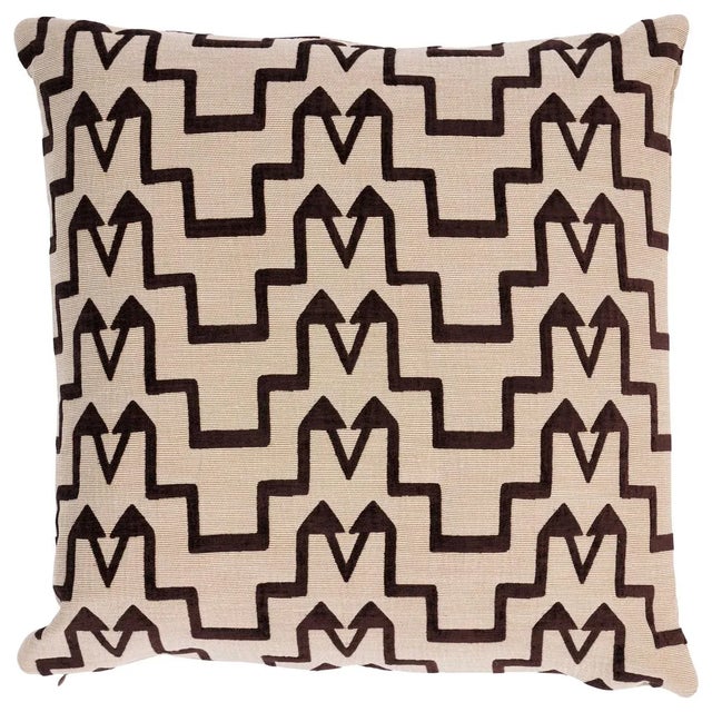 Modern Schumacher x David Kaihoi Turkish Step 20" Pillow in Brown For Sale - Image 3 of 3