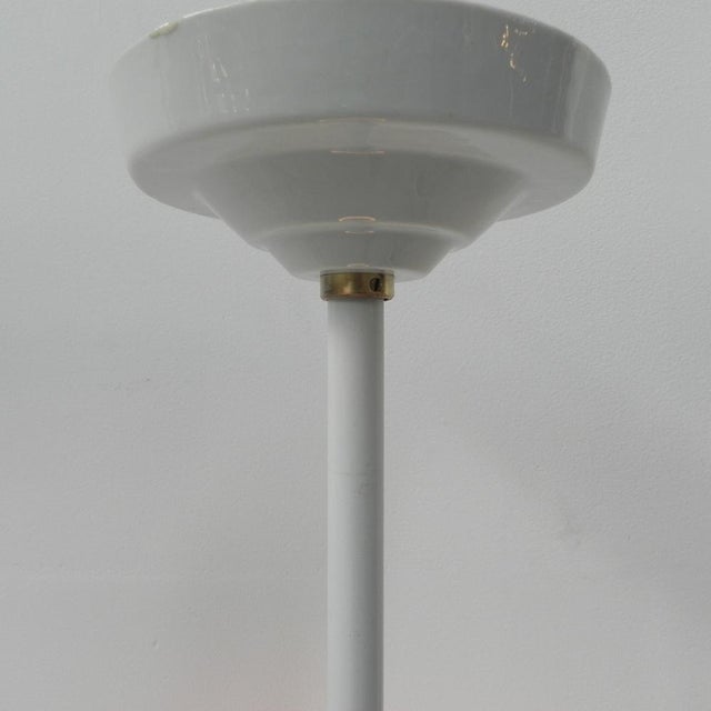 Glass Art Deco Hanging Lamp with White Glass Ball, 1930s For Sale - Image 7 of 14