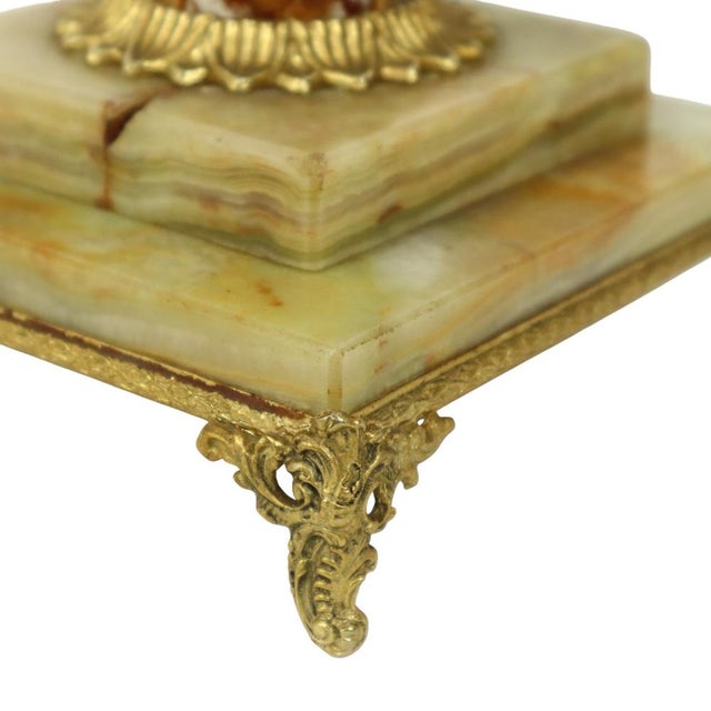 Onyx and Brass Column Table Lamp, 1950s For Sale - Image 16 of 17