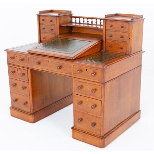 Antique Victorian Dicken's Desk in Oak, 1860 For Sale - Image 4 of 10