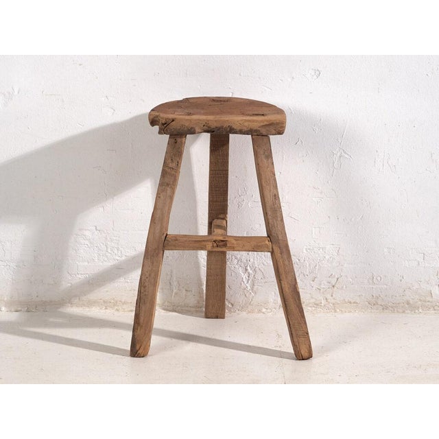 Antique solid wood stool (c.1900) dimensions: length: 39 cm depth: 20 cm height: 52 cm style: primitive materials and...