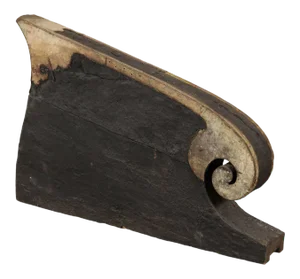 Mid 20th Century South Indian Kerala Hand-Carved Wood Boat Prow Scrolling Wave Accessory