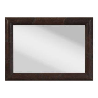 Karl Springer Patinated Embossed Leather Mirror, C. 1980s For Sale