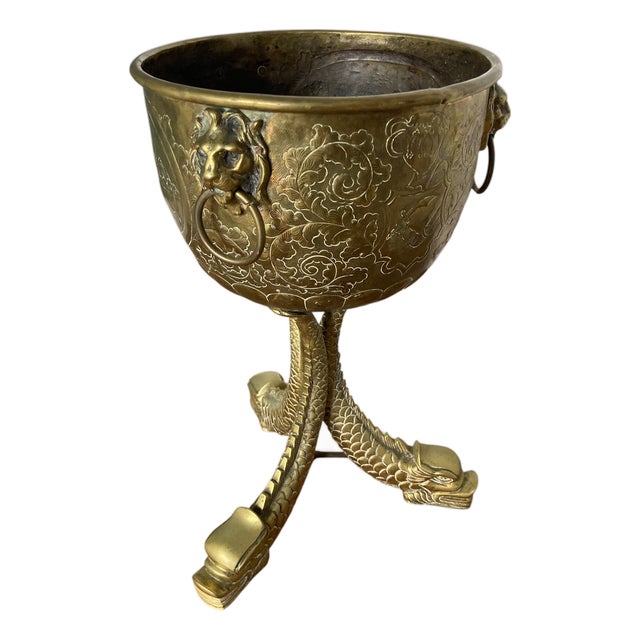 Antique Brass Decorative Planter, 1890 For Sale
