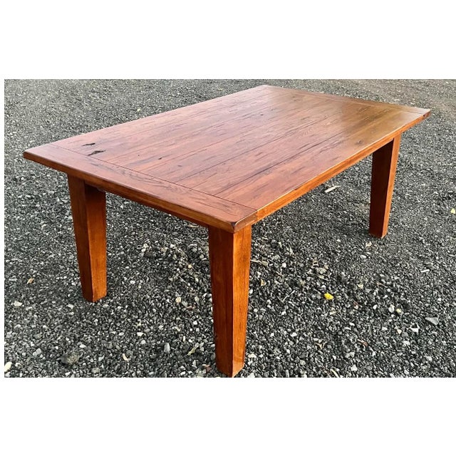 Charming oak farm table by Broyhill from their very popular Attic Heirlooms Collection. Crafted of solid distressed oak,...