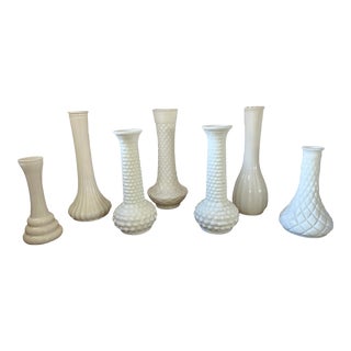 Vintage Milk Glass Bud Vases - Set of 7 For Sale