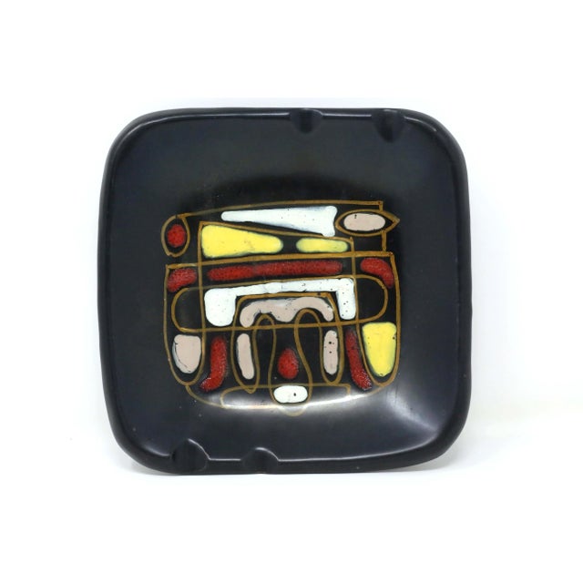 Mid-Century Modern 1950's Aldo Londi for Bitossi Square Matte Black Enameled Ceramic Ashtrays - a Pair For Sale - Image 3 of 11