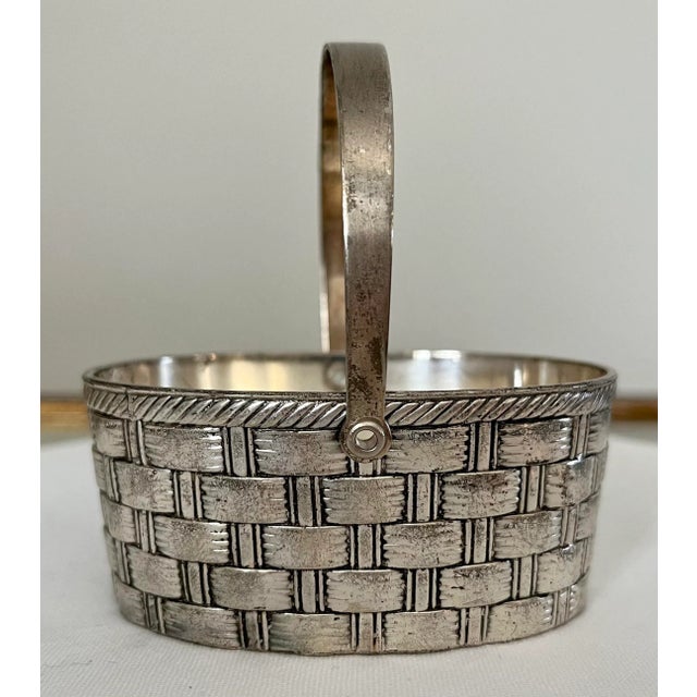 Silver Vintage Raimond Silverplate Petite Woven Basket With Hinged Handle For Sale - Image 8 of 8
