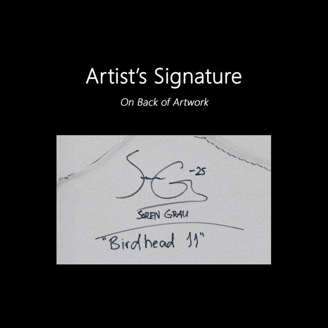Birdhead 11 - Contemporary Quirky Figurative Mixed Media Art on Canvas Original Artwork by Soren Grau For Sale - Image 9 of 9