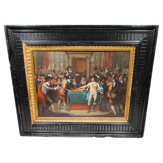 North American Artist, Figures, 1750, Oil on Copper For Sale