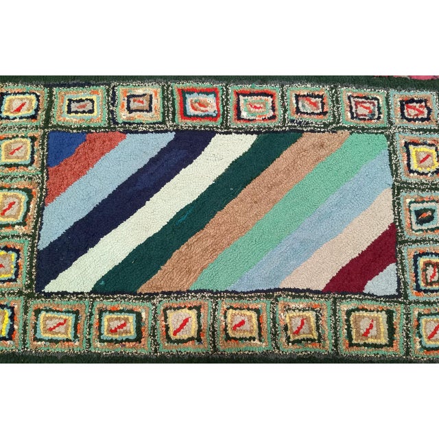 Vintage Hand-Hooked Rug, Stripe Pattern, Wool & Cotton, American Folk Art, 2x3 For Sale - Image 12 of 12