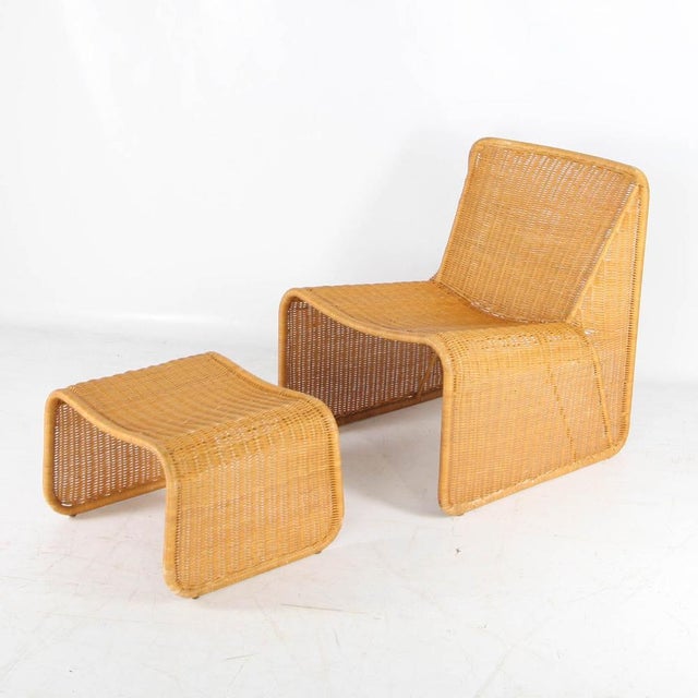 Set of Wicker Chair and Ottoman, 1970s For Sale - Image 10 of 15