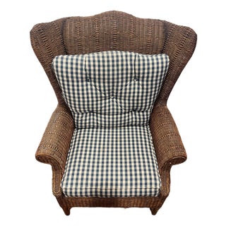 Late 20th Century Henry Link Rattan Wingback Chair For Sale
