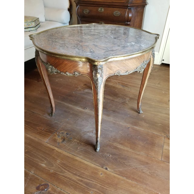 Louis XV Style Ormolu Mounted Marble Top Center Table For Sale In San Antonio - Image 6 of 11