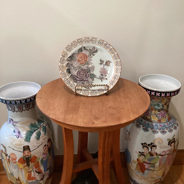 Vintage Fine Chinese Porcelain Qing Period Famille Rose Plate With Red Seal Mark For Sale - Image 10 of 12
