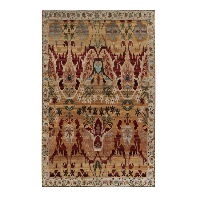 Rug & Kilim’s Persian-Inspired Rug in Crimson and Gold Floral Patterns For Sale