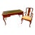 Baker Furniture 2pc Queen Anne Scarlet Japanned Desk/ Bureau Plat For Sale