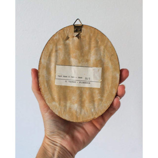 Blue Vintage Italian Oval Framed Landscape Wall Hanging For Sale - Image 8 of 8