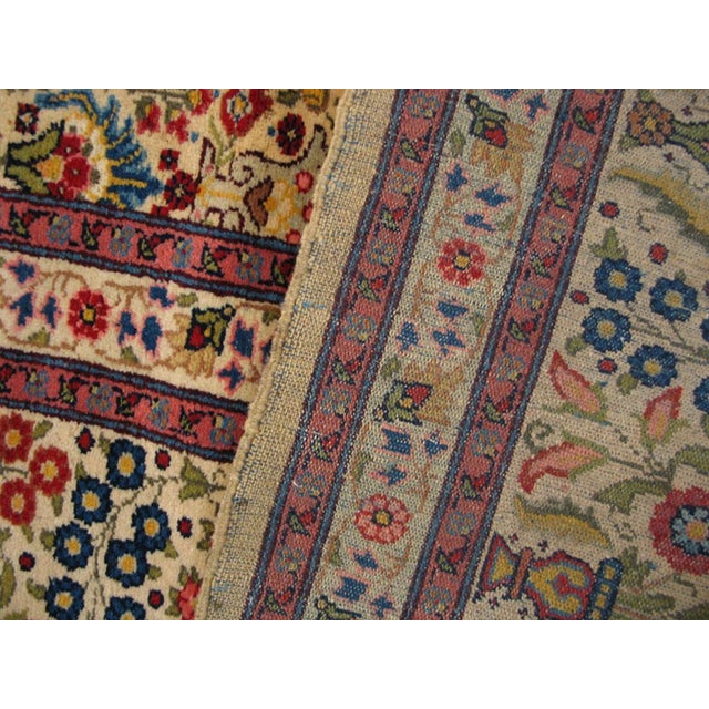 1910s Beige Floral Vase Antique n.w. Persian Tabriz Rug 10'3" X 14' Handknotted Wool Carpet For Sale - Image 4 of 6