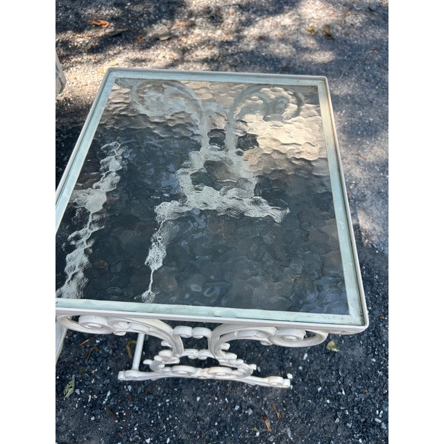 Mid-Century Modern Mid-Century Meadowcraft (Attributed To) 5 Piece Wrought Iron Patio Set With Nesting Tables - Ready for Immediate Use For Sale - Image 3 of 11