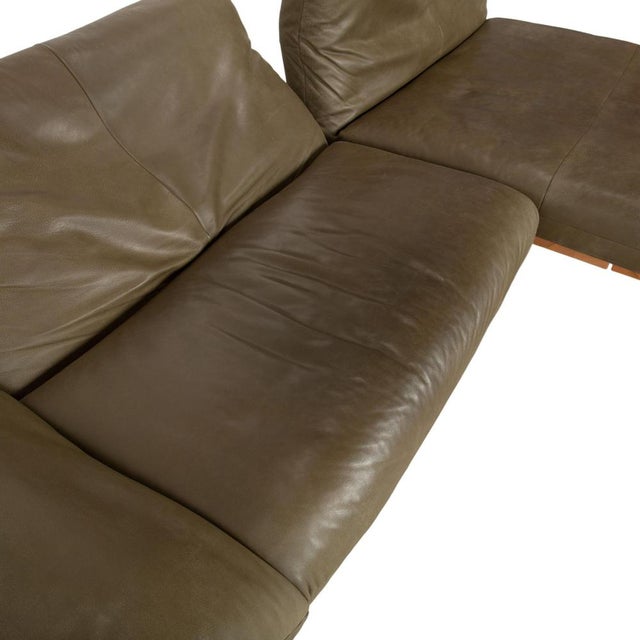 Olive Green Leather Marylin Corner Sofa with Manual Function from Koinor For Sale - Image 5 of 9