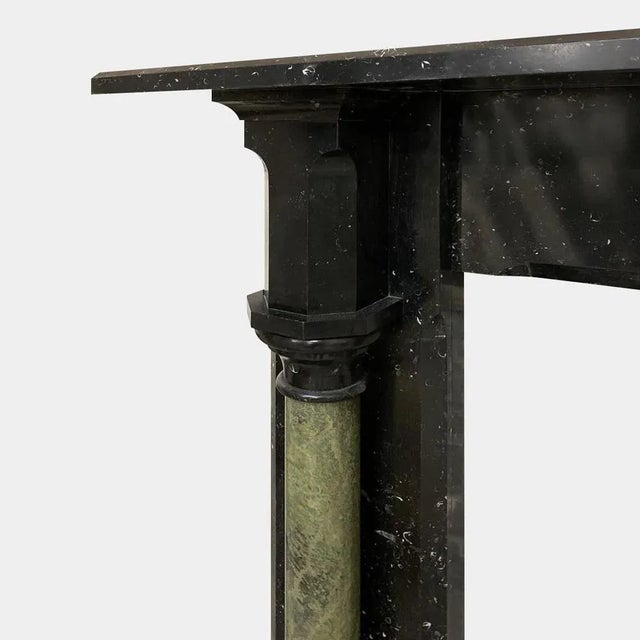 Antique Black Gothic Revival Fireplace Mantel in Kilkenny and Connemara Marble For Sale - Image 4 of 6