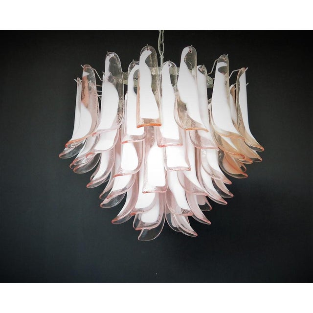 Metal Flamingo Italian Pink Petal Chandeliers, Murano, 1995, Set of 2 For Sale - Image 7 of 14