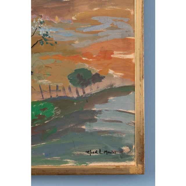 Paper Alfred Lop-Montel, Mediterranean Landscape, Gouache on Paper, Framed For Sale - Image 7 of 8