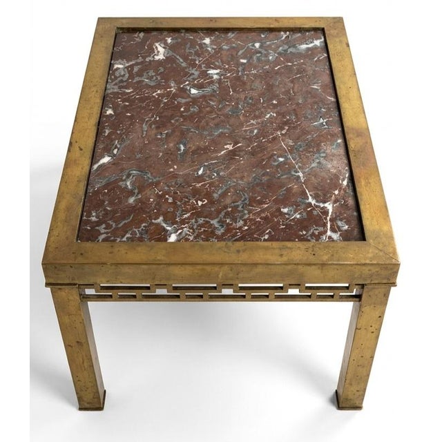 1960s Chinoiserie Brass and Marble Side or Coffee Table For Sale - Image 4 of 7