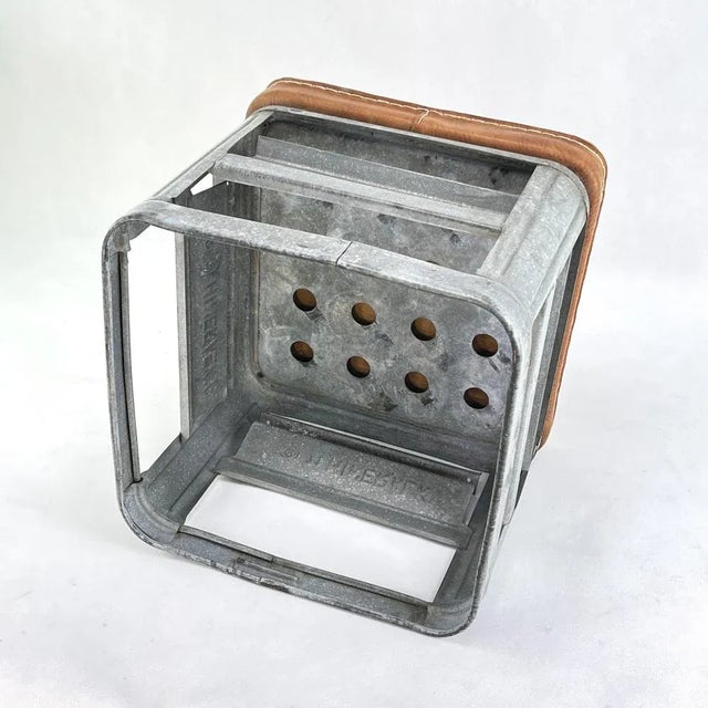 2000 - 2009 Vintage Industrial Leather Stool, 2000s For Sale - Image 5 of 6