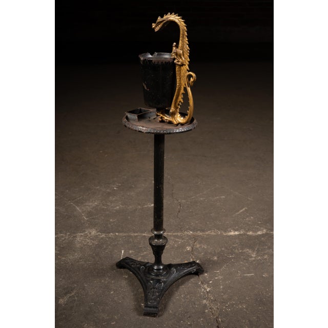 Early 20th Century Early 20th Century Scroll Art Gilt Dragon Figural Floor Ashtray Stand For Sale - Image 5 of 10