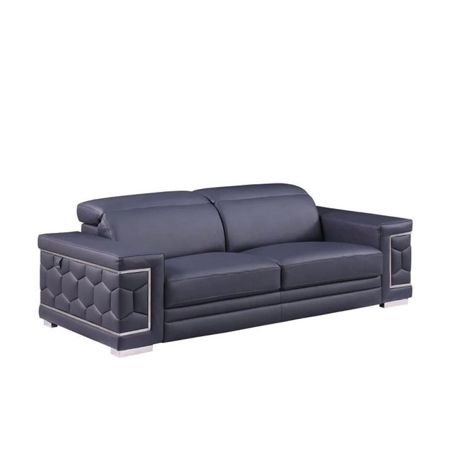 Contemporary Casa Milano Favo Navy Blue 3-Piece Leather Match Living Room Set For Sale - Image 3 of 8