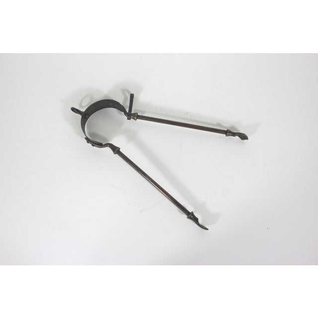 English Antique Brass and Copper Tone Fire Tongs or Coal Tool For Sale - Image 3 of 12