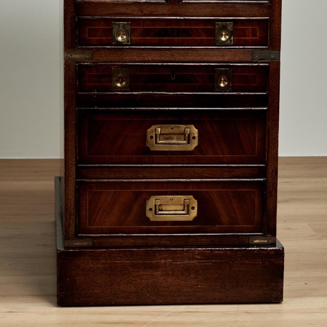 Antique English Leather Top Campaign Desk For Sale - Image 15 of 17