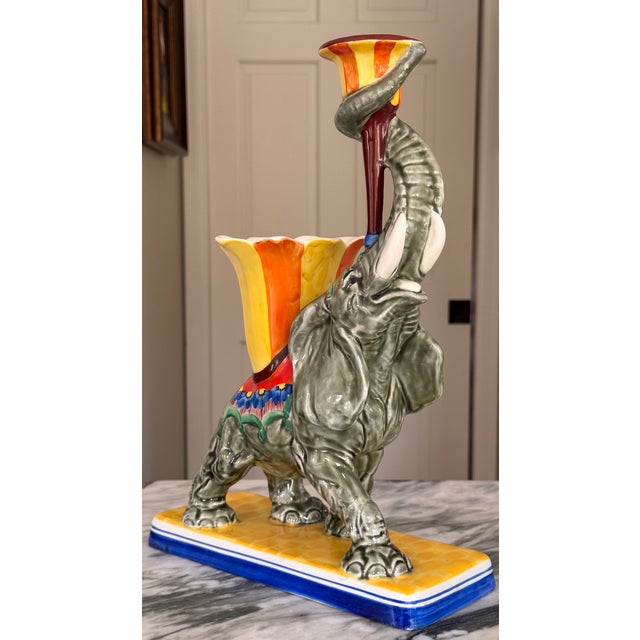 Ceramic Vintage Ditmar Urbach Czechoslovakia Elephant Candle Vase Centerpiece For Sale - Image 7 of 16