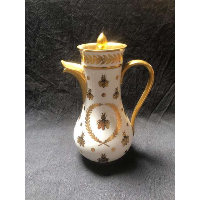 Traditional Vintage Porcelain Chocolate Service from Limoges, 1940s, Set of 5 For Sale - Image 3 of 11