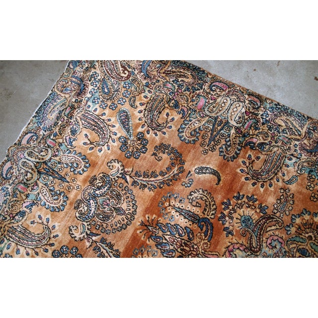 Textile 1920s, Handmade Antique Persian Kerman Rug 4.1' X 6.10' For Sale - Image 7 of 8